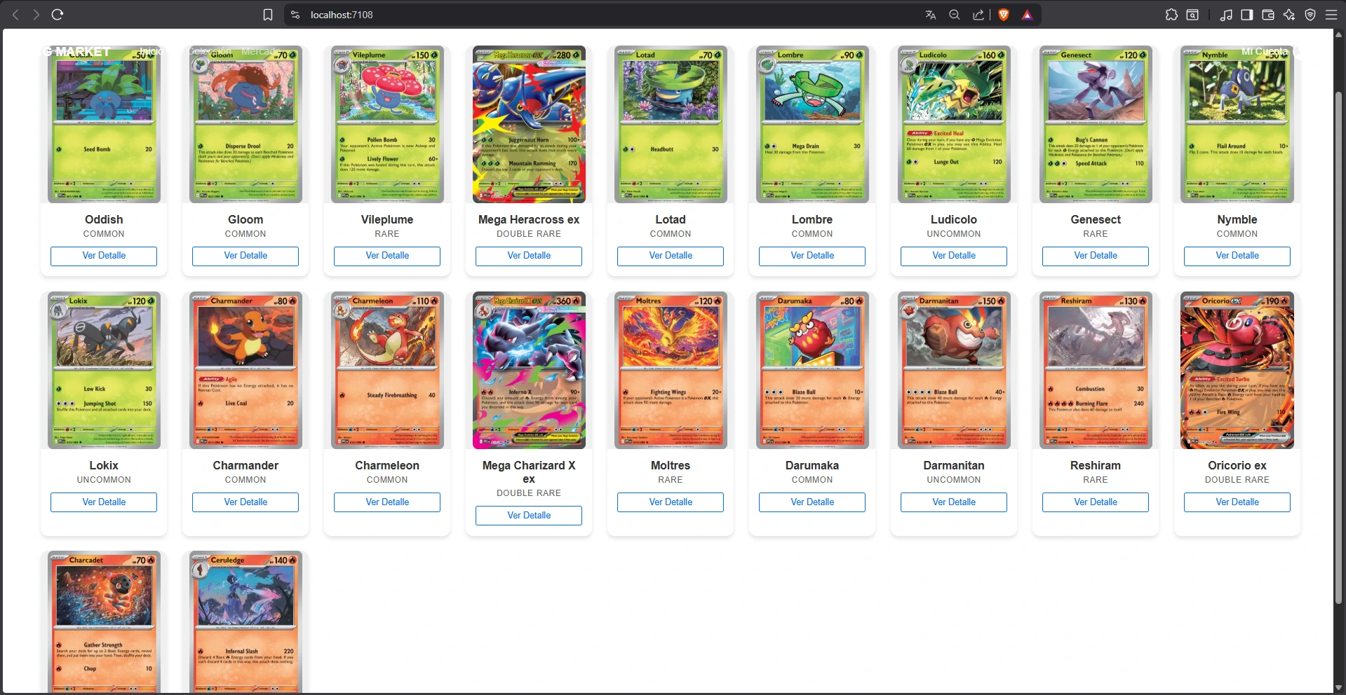 Captura de pantalla del proyecto Tcg Market